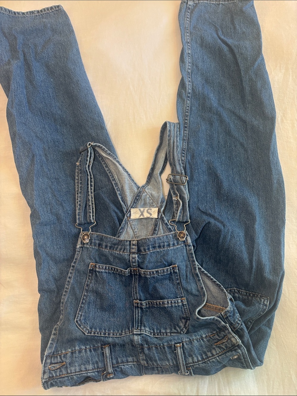 We The Free Blue Denim Straight Leg Overalls